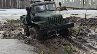 RC Урал 43206 4x4  на бездорожье. RC WPL Ural 43206 off road action.