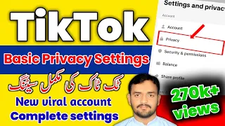 Tiktok basic privacy Setting || tiktok privacy and safety settings | tiktok settings