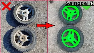 Paint scooter wheels in green