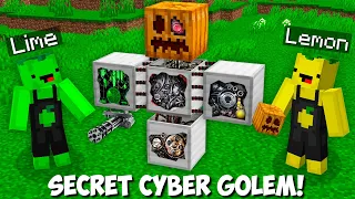 How to LEMON and LIME SPAWN SECRET CYBER GOLEM in Minecraft ? NEW CYBER GOLEM !