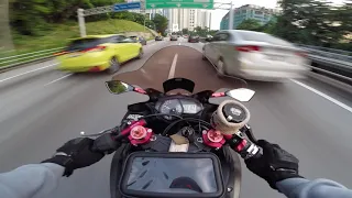 YAMAHA R25 RAW SOUND - Thru The City Evening RIdE Malaysia