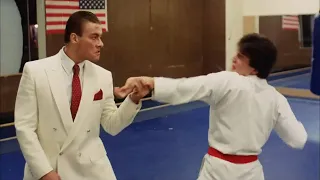 Jean-Claude Van Damme as part of a gang humiliates a karate master / No Retreat, No Surrender (1985)