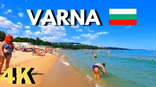 Walking along Varna Beach, Bulgaria 🇧🇬, 4K, summer, travel, tourism, Варна