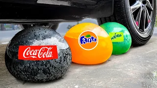 Crushing Crunchy & Soft Things by Car! - EXPERIMENT COCA COLA, FANTA, MIRINDA BALLOONS VS CAR