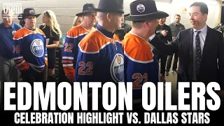 Edmonton Oilers Dads Celebrate Oilers Victory vs. Dallas Stars With Head Coach Jay Woodcroft