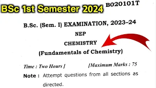 BSc 1st Semester Chemistry Question Paper 2024। BSc First Year Question Paper 2023 | BSc Paper