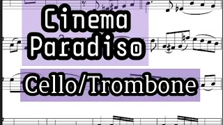 Cinema Paradiso Cello or Trombone Sheet Music Backing Track Play Along Partitura