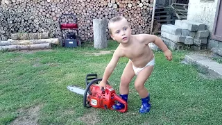 The Best Baby Professional starts the Husqvarna 235 chainsaw