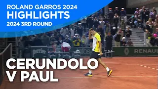 Francisco Cerundolo vs. Tommy Paul | 2024 3rd Round | Ronald Garros 2024 Men's Singles 3rd Round
