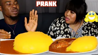 SERVING MY HUSBAND THE MOST BIGGEST FOOD WITHOUT MEAT*PRANK 🤣* STARCH AND PEPPERSOUP + FISH MUKBANG.