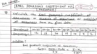 Measure of skewness (karl Pearson's coefficient of skewness) B.Tech || Business Statistics || NEB