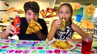 24 HORAS COMENDO só COMIDA DE ESCOLA PÚBLICA vs ESCOLA PARTICULAR