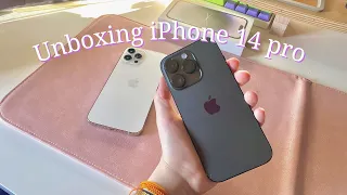 unboxing iPhone 14 pro (space black) 🍏 | screen protector + case  + comparison