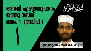 അറബി എഴുത്ത് പഠനം | ഖത്തുന്നസ്ഖ് ഭാഗം 1 അലിഫ് | അലി കെ വാളാട്