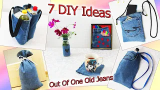 7 DIY Easy and Fast Ideas Out Of One Pair Old Jeans - Recycle From Old Denim - Old Jeans Crafts