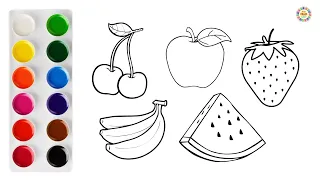 Fruits Drawing, Painting, Coloring for Kids & Toddlers | How To Draw, Paint Basic #49