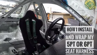 New Takata harness!! How I install and wrap a 5pt or 6pt seat harness into my Civic