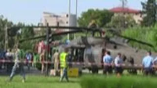 Black Hawk towed away from Bucharest square