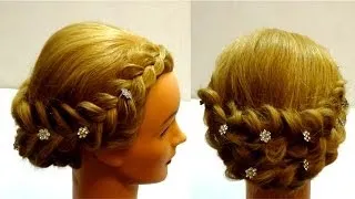 Прическа с плетением на средние волосы. Косы. Braid hairstyle for medium hair