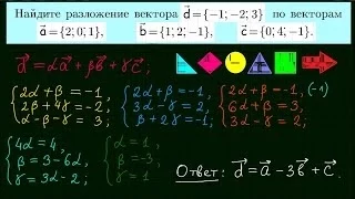 Разложение вектора по векторам (базису). Аналитическая геометрия-1