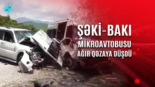 Şəki-Bakı mikroavtobusu minik maşını ilə toqquşdu, xəsarət alanlar var | Kanal S Xəbərlər