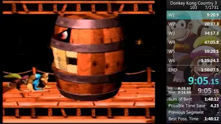 Donkey Kong Country3 103% RTA 1:49:57 WR