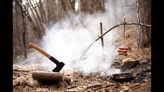 Bushcraft trip - Spoon carving - homemade knife - wildlife cooking