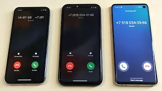 Samsung Galaxy S10 vs Apple iPhone X vs Apple iPhone 11 Incoming call & outgoing call