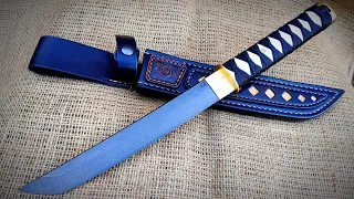 Wootz TANTO knife from an armor-piercing projectile