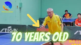 70-years-old master of long pimple rubber