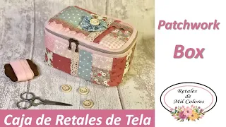 Caja de #Patchwork con Retales de Tela. Neceser, Costurero. Tutorial paso a paso fácil #032