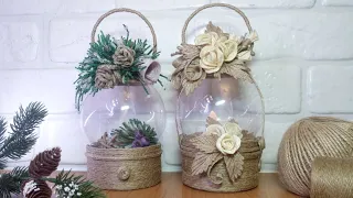 2 IDEAS from jute / Made from scrap material, Lantern-Box + Christmas lantern.