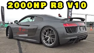 2000HP Audi R8 V10 Twin Turbo B-Tuning Germany & RS-Engineers @ 1/2 Mile 0-346 KM/H