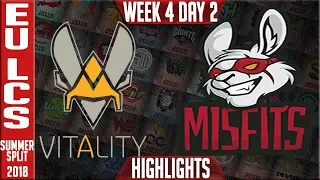 MSF vs VIT HIGHLIGHTS | EU LCS Summer 2018 Week 4 Day 2 | Misfits vs Vitality