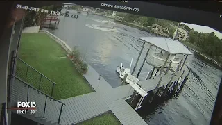 Surveillance camera catches boat crash on Hillsborough River