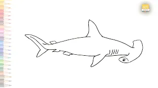 Hammerhead shark easy sketch | How to draw Hammerhead shark step by step | easy drawing tutorials