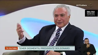 No Roda Viva, Michel Temer desmente presidente Bolsonaro