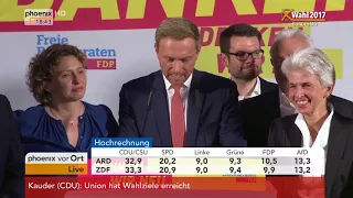 Bundestagswahl 2017: Rede von Christian Lindner zu den vorläufigen Wahlergebnissen vom 24.09.2017