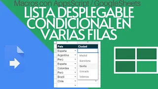 Listas desplegables condicionales en varias filas con Google Sheets y Google Apps Script