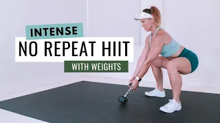 40 MIN INTENSE Fat Burning HIIT With Weights |Total Body NO REPEAT Workout