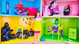 Four Colors Playhouse Superheroes + more funny challenge with Adriana and Ali