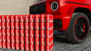 Experiment CAR vs 100 Coca Cola Cans, Крутая Машина Против Банок Колы! Aplastando Cosas Crujientes