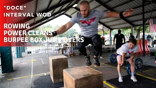 "Doce" Interval WOD | Rowing + Power Cleans + Burpee Box Jump Overs