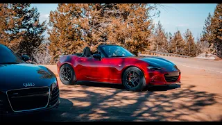 ND MX5 Miata Chasing R8 Down A Mountain Road