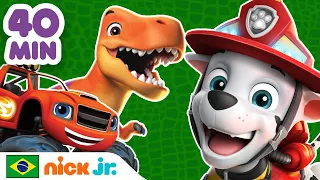 Blaze e Patrulha Canina | 40 MINUTOS nos salvamentos de dinossauros mais legais! | Nick Jr Português