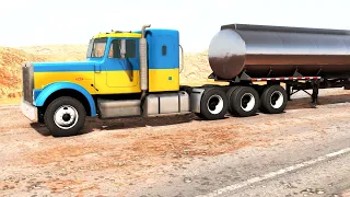 BeamNG Drive - T85 Tri-Drive Truck Transporting 34 Tons of Diesel on the Long Desert Road