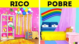 Rico x Pobre Incrível reforma de quarto. Artesanato de decoração de baixo orçamento vs. caro