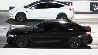 New BMW m3 vs Tesla - drag racing