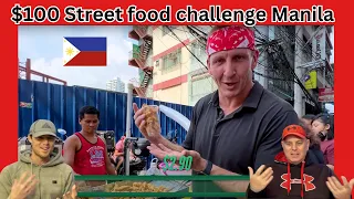 Two Americans REACT to $100 Street food challenge in Manila SHOCKED