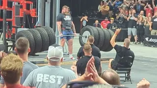 Tom Stoltman wins Hummer Tire Deadlift | 1100 lbs | Strongest Man on Earth Competition 2023